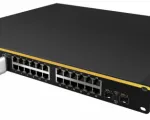 Peplink 24 Port SD Switch - 850W Power Budget - Front View - LAN, USB, Console